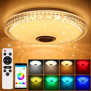 โคมไฟคริสตัลติดเพดานหลากสีสไตล์โมเดิร์น,ไฟ LED ติดเพดานหลากสี RGB มีรีโมตคอนโทรลสำหรับใช้ในบ้าน - Product Image 5