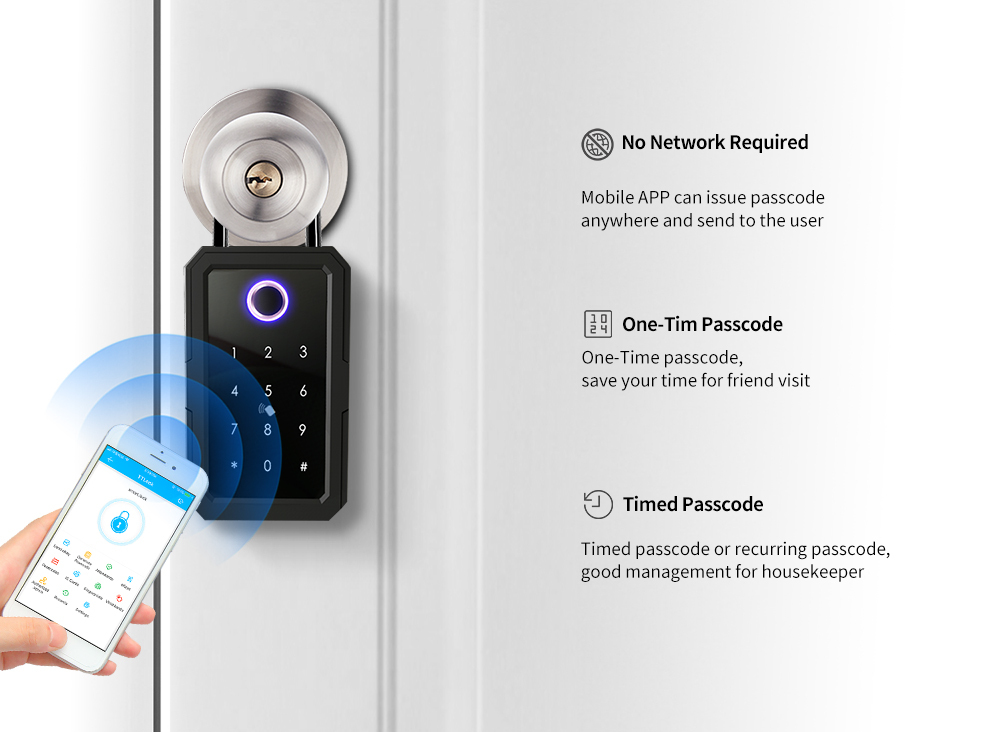New Style Waterproof Safe Key Box Digital Key Card BLE Password Door Ttlock APP Fingerprint Smart lock