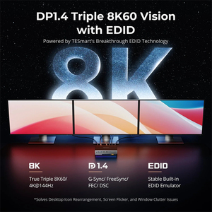 适用于3显示器2电脑游戏坞站8K 60hz 2进3出的TESmart KVM交换机支持DP 1.4 EDID USB 3.0 KVM切换器 - Product Image 3