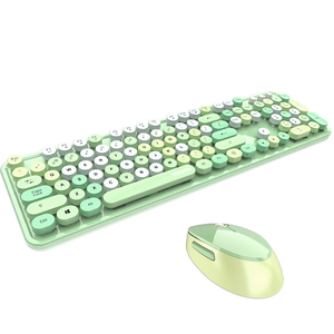 Milk Tea Multiple Colorful Cute Round Button Office Teclado inalámbrico y ratón Combos Girls Keyboard para computadora - Product Image 1