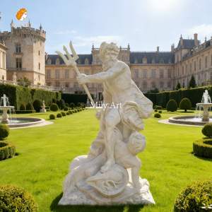 Mily cổ điển cuộc sống cổ kích thước bằng đá cẩm thạch Poseidon tượng với điêu khắc đinh ba cho trang trí sân vườn - Product Image 2