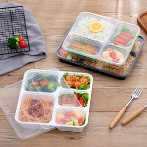 使い捨て厚いプラスチック製ランチボックス長方形5コンパートメントスナック中国製食事容器4コンパートメントパッキングボックス - Product Image 4