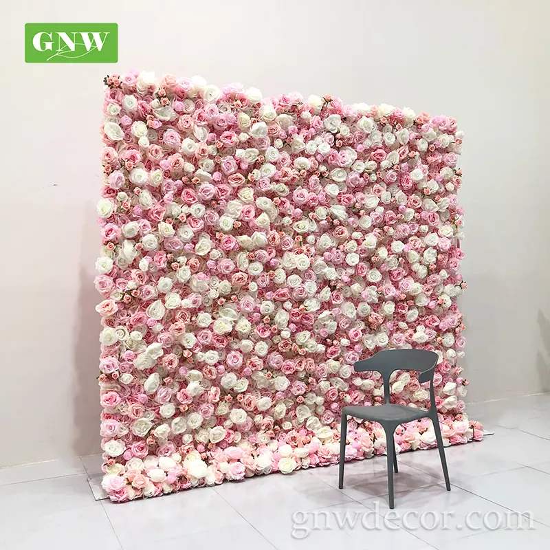 Fondo personalizado de flores de imitación para pared, decoración de flores 3d para boda, enrollado, color rosa, venta directa de fábrica