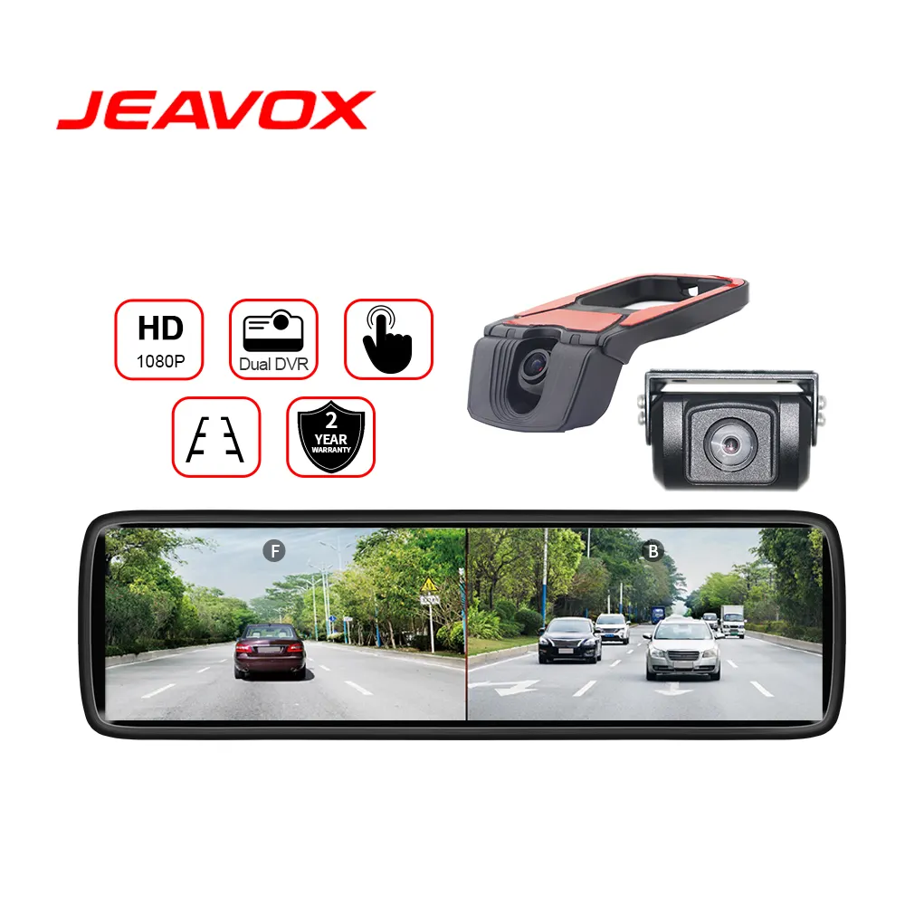 Jeavox Dual DVR Standalone Camera E-Mirror System 2 Monitor de Espelho Dividido Dashcam Frontal Câmera de Visão Traseira Invertendo Aid Image