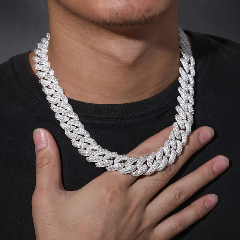 Gioielli di alta qualità 18mm Bubble Miami Chain Moissanite Cuban Link Chain collana ghiacciata Hip Hop per uomo