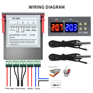 Controlador de temperatura de STC-3008 Digital Dual, termostato de salida de dos relés, calentador con sonda de 12V, 24V, 220V, refrigerador doméstico, calor frío - Product Image 4