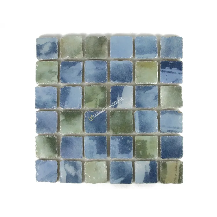 Mosaico in ceramica di vetro 48*48mm piscina all'aperto ins style blue-green abstract ceramic tile