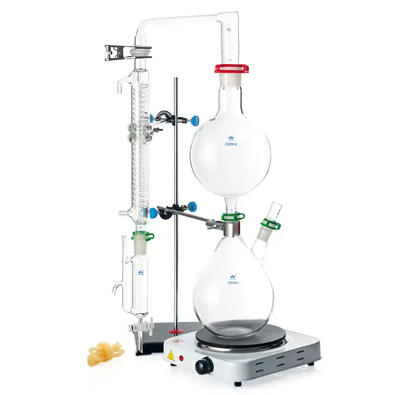Vidro laboratório Essential Oil Extração destilação vapor destilação equipamentos aparelhos kits de dispositivos com Graham Condensador
