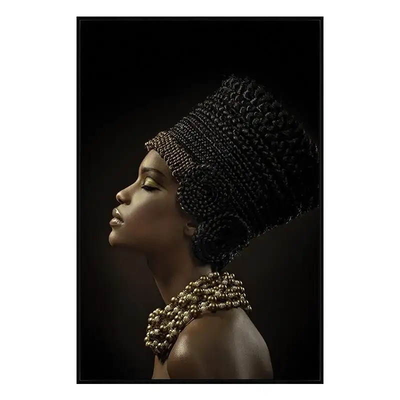 โปสเตอร์ราชินีสีดำยอดนิยมศิลปะติดผนังผนังโซฟาบ้านแอฟริกันสีดำผู้หญิง100% วาดด้วยมือและภาพวาดตกแต่งผนังแนวตั้ง