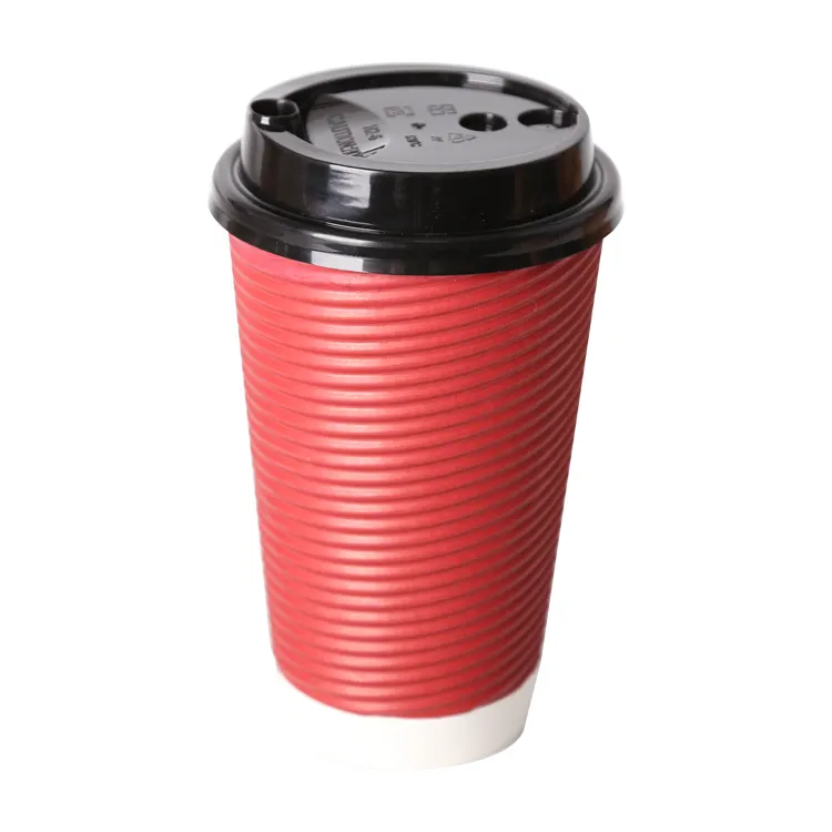 Taza de café de papel desechable de pared, 8oz, 12oz, 16oz