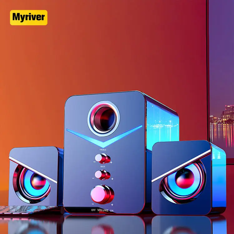 Myriver-altavoz para cine en casa, subwoofer para portátil con luz Rgb colorida, 2,1