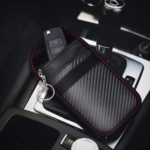 Custom Carbon Fiber PU Fabric RFID Signal Blocking Leather Car <strong>Key</strong> <strong>Pouch</strong> for Cell Phone - Product Image 6