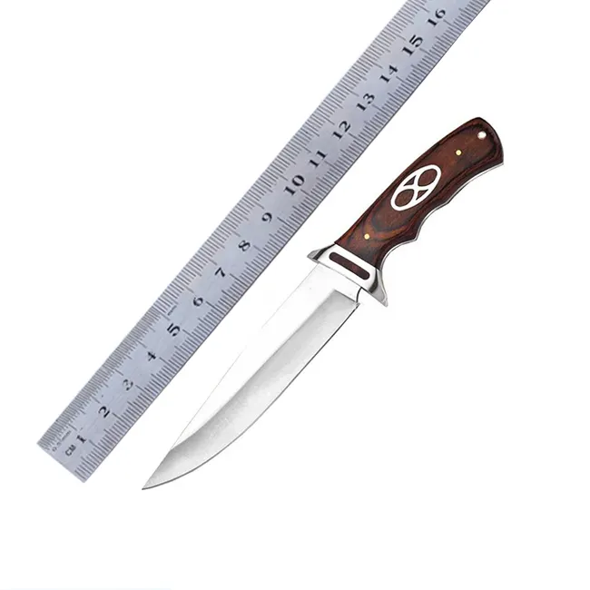 Тактический охотничий нож из нержавеющей стали с фиксированным лезвием и деревянной ручкой для кемпинга и пикника