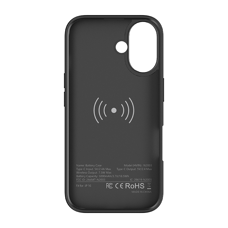 Noir pour iPhone 16 (5000mAh)
