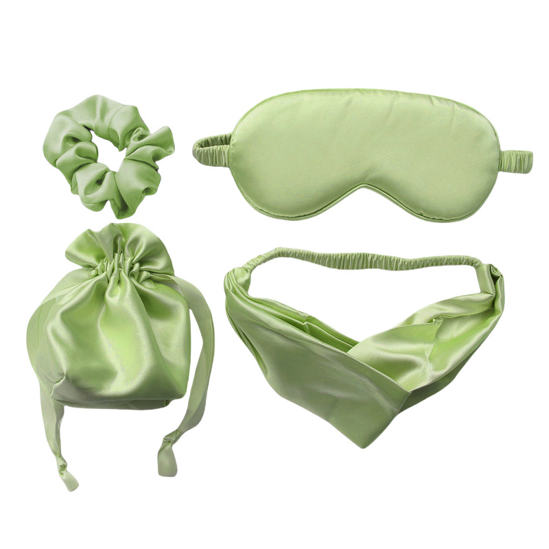 Ensemble 4 pièces-sac de rangement vert haricot-bandeau-anneau pour cheveux