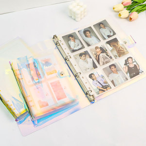 A5 6-ring binder abbagliante colore arcobaleno copertina riutilizzabile notebook con chiusura a bottone per pagine planner ad anello rilegate - Product Image 4