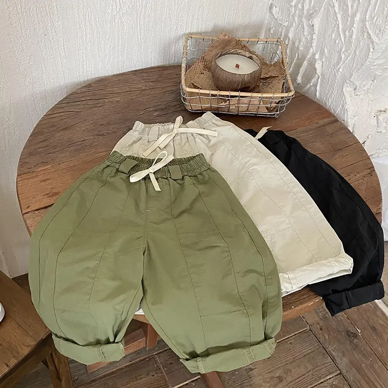 2023 wholesale children clothing summer girls cargo pants kids trousers green casual pink beige Korean boutiques hz94