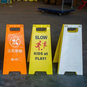 الأكثر مبيعاً لوحة لافتة مخصصة على شكل تحذير من "الأرضيات الرطبة" بلاستيكية صفراء قابلة للطي علامة السلامة المرورية - Product Image 1