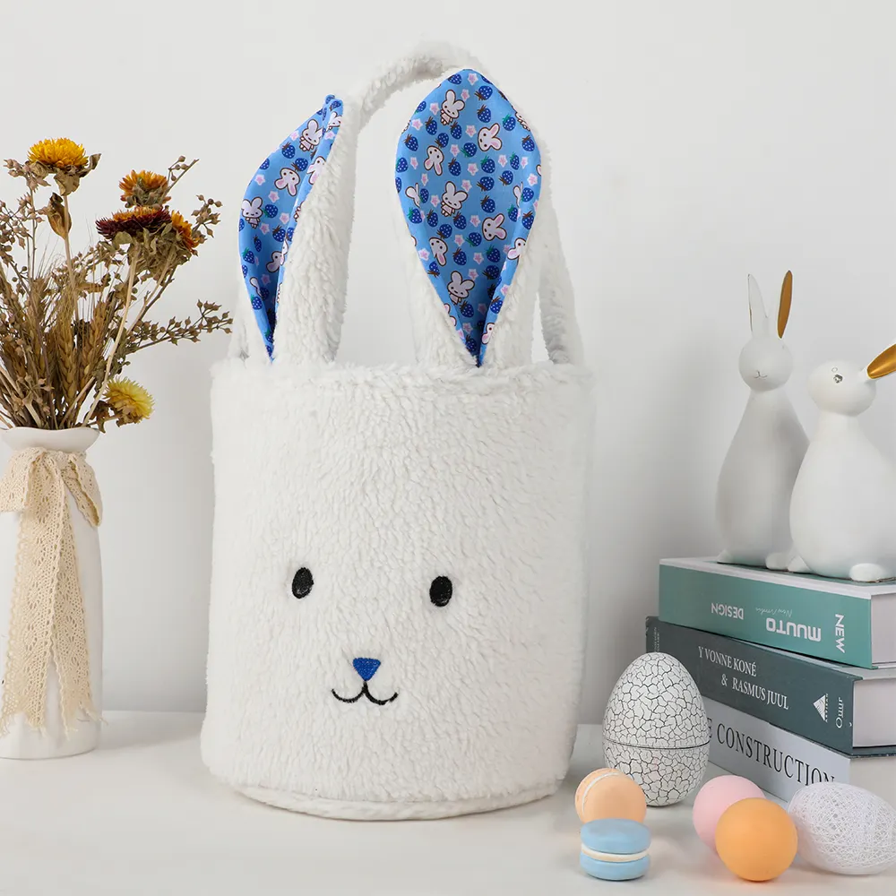 Personalizzato colorato orecchie lunghe coniglio Sherpa regalo secchio coniglietto cesto di Pasqua per bambini