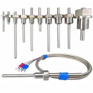 Sensor RTD de 3 hilos con resistencia térmica Pt100, sensor de temperatura de rosca fija con alambre plateado de PTFE - Product Image 1