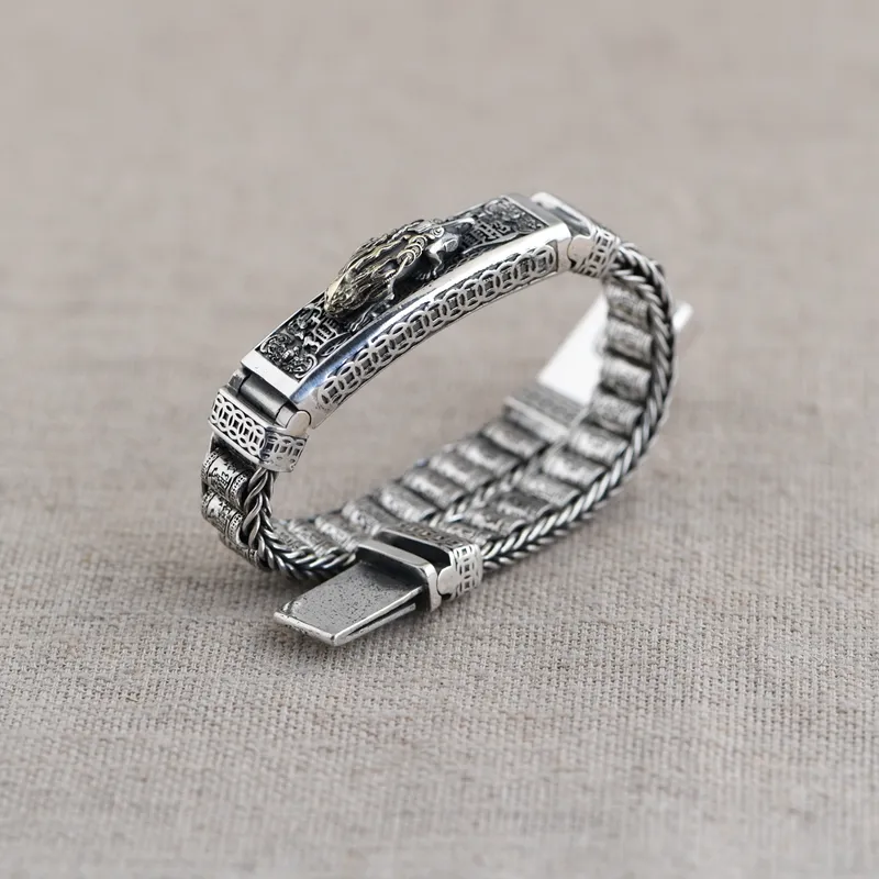 Wholesale 100 S925 Sterling Silver retro Chopin chain jewelry bracelet for men's 20cm 22cm