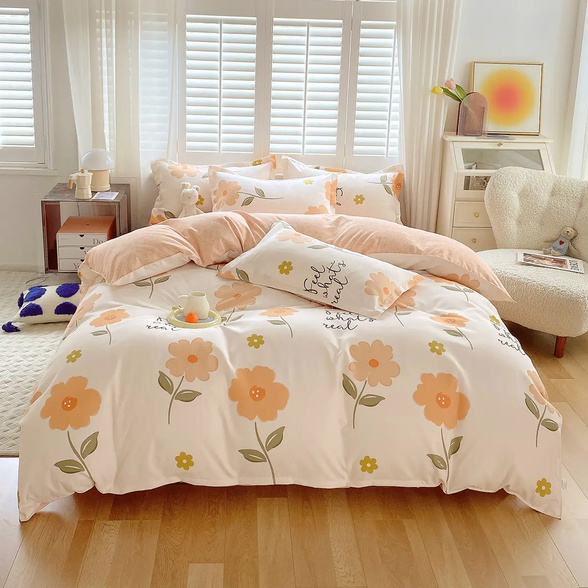 Kustom Rumah Murah Desain Terbaru 130gsm Tekstil 100% Polyester Microfiber Sprei 4Pc Polos Berwarna Set Tempat Tidur Rumah