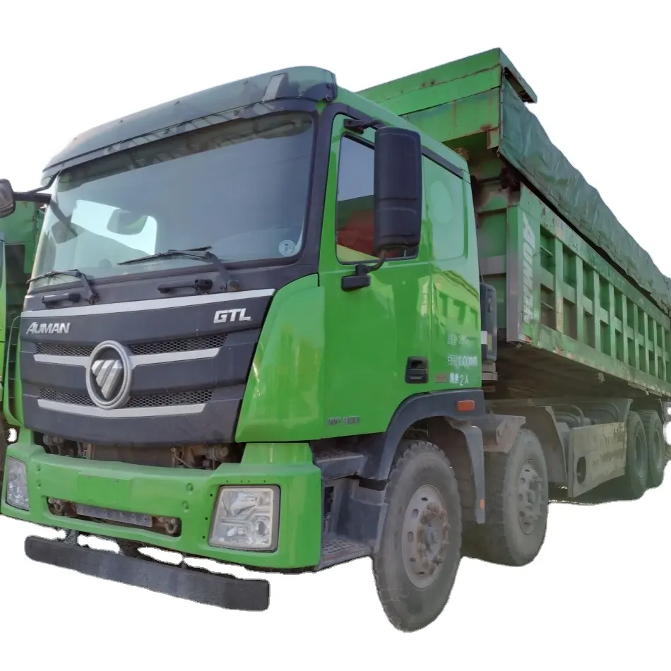 Foton Auman Gtl a utilisé des camions à benne basculante pour travaux lourds en vente sortie d'usine utilisée de Chine 400hp 8X4 12 roues 10 12 rouge Cummins Manual