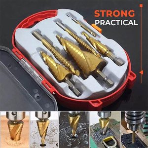 3/5/6 adet adım matkap uçları takım delik testere kesme Metal konik Pagoda freze kesicisi 4-12mm 4-20mm 4-32mm HSS üçgen Shank