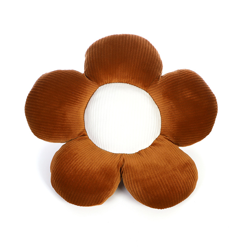 Appui-tête fleuri marron