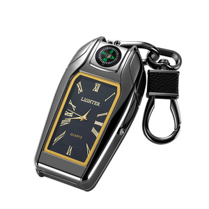Metal Zinc Alloy Gas Refillable Multi <strong>Function</strong> Luxury Feuerzeug <strong>Clock</strong> Key Chain Windproof Torch Jet Flame BBQ Cigar <strong>Lighters</strong> - Product Image 1