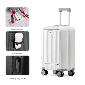 Versatile Aluminum Frame Carry-On Luggage With USB Charging Port, Front Compartment &amp; <strong>TSA</strong> Lock Suitcase - Product Image 2