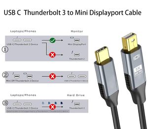 新しい8k USB CからミニDPケーブル、USB Cサンダーボルト3からミニDisplayPortケーブルiPhone 15 16シリーズ、Surface Book 2に対応 - Product Image 2