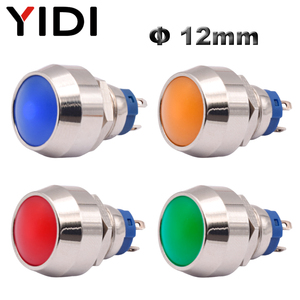 12V 24V DC luce elettrica <span class=keywords><strong>LED</strong></span> On Off in metallo momentaneo blocco in ottone interruttore a pulsante 4pin testa a sfera 12mm