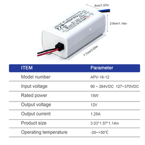 适用于室内照明和标牌应用的平均APV-16-12 16W 12V IP42恒压发光二极管驱动电源 - Product Image 5