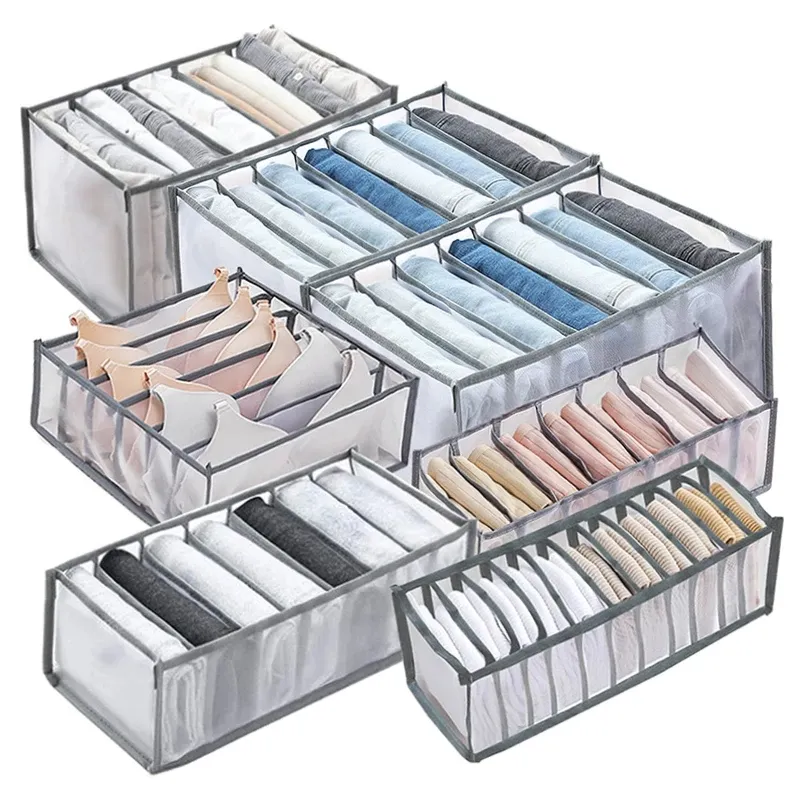 A2820 مصنع النايلون الملابس درج حقيبة التخزين مقسم خزانة المنظم طوي شبكة الملابس الداخلية الصدرية الجوارب صندوق تخزين