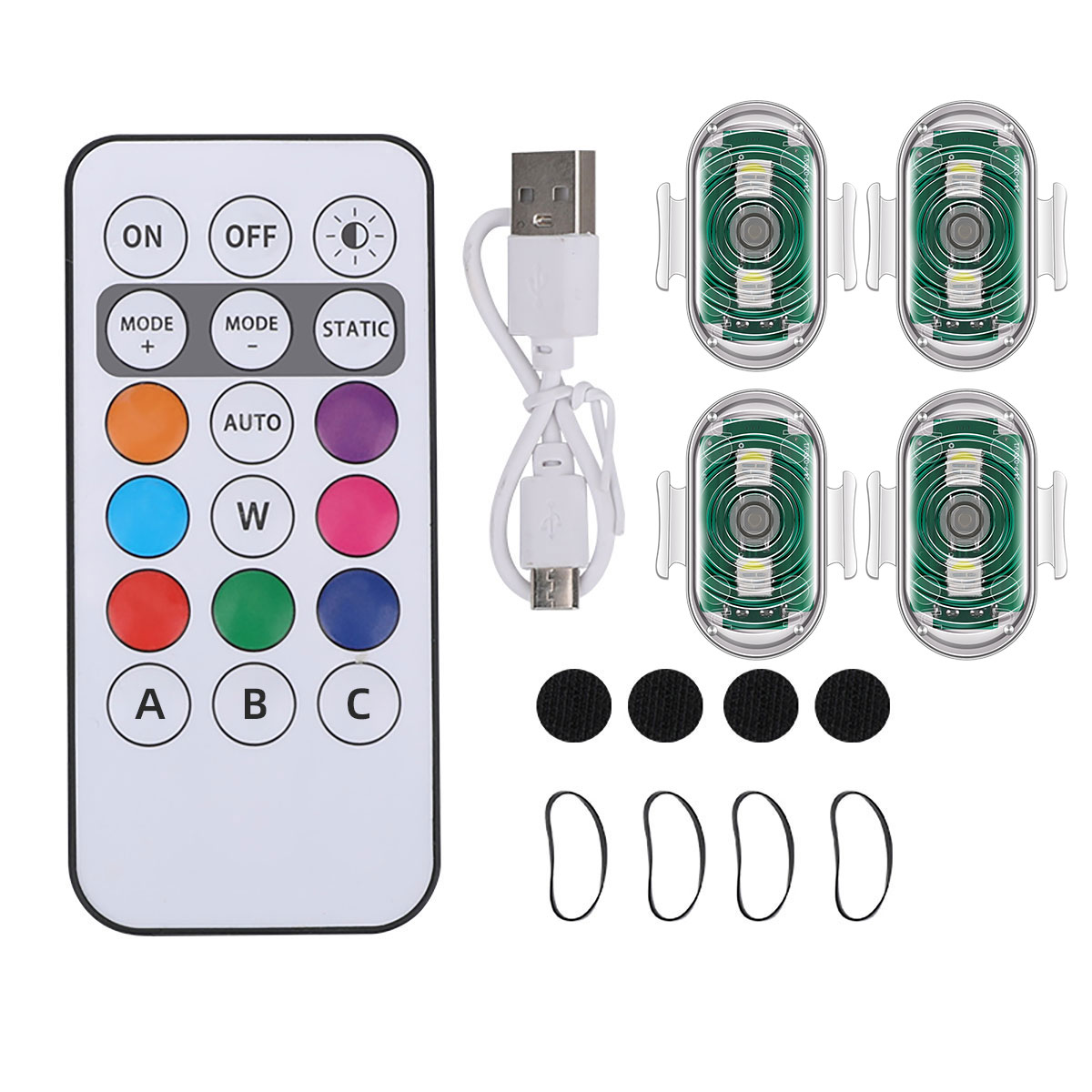 4 luces + Control remoto