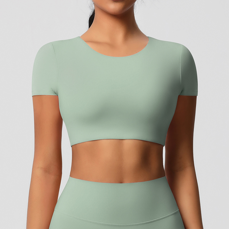 Crop manches courtes-vert clair