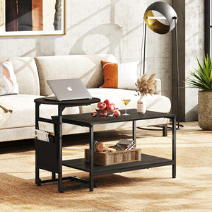 Easy Assembly Metal Frame Wood Desktop <strong>Rectangular</strong> Living Room <strong>Table</strong> Set 2 in 1 Design <strong>Nesting</strong> Coffee <strong>Table</strong> for Living Room - Product Image 2