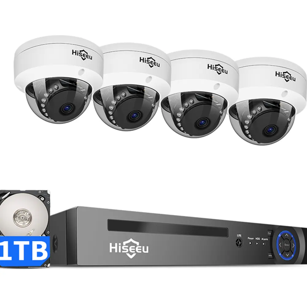 Hiseeu 2K kit NVR POE a 16 canali antideflagrante rilevamento del movimento sistema di telecamere cctv a cupola a batteria per visione notturna a infrarossi