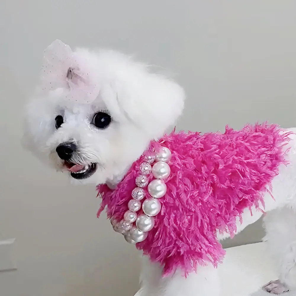 Роскошная модная пушистая Одежда для собак Роскошная зимняя розовая вязаная свитер для собак и кошек