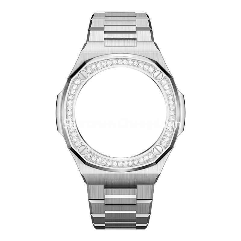 Silver case +silver stainless steel band