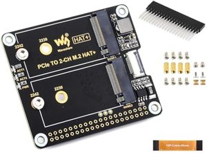 Compatibile con unità a stato solido taglia 2230/2242 NVMe, cappello Raspberry Pi 5 M.2, adattatore da PCIe a 2-ch M.2 per Raspberry Pi 5