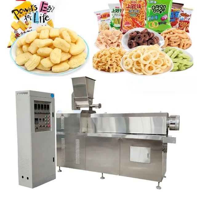 Milho puffs lanche processamento linha queijo cachos lanche totalmente automático máquina sopro milho lanche produção linha