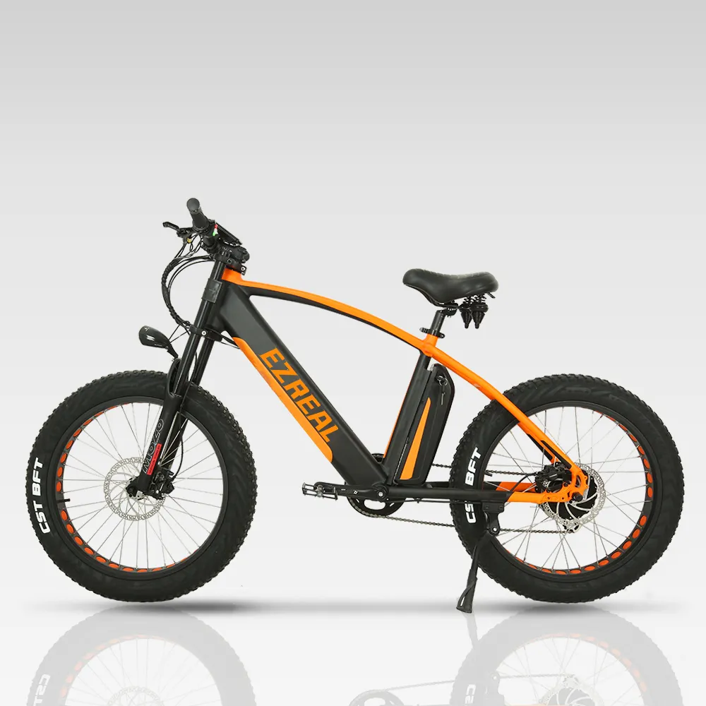 EZREAL Mountain Ebike 26 "Marrón Neumáticos de bicicleta Bicicleta eléctrica Fat Batería de litio Pantalla LCD Aleación de aluminio Enduro 48V 750W 150kg