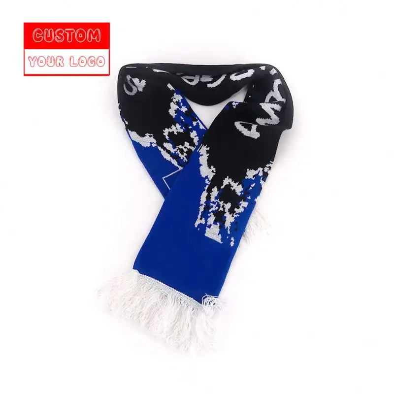 Custom Print Factory Supply Sport Soccer Ball Fans Football Event Fan Knit Set Winter Hat Glove Sets Acrylic Rayon Scarf