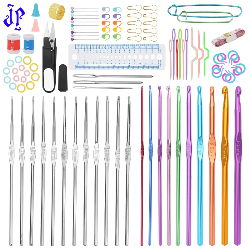 JP 104 Pcs Knitting Crafts Tool Accessories Crochet Needle Sewing Set Bag Diy Crochet Hook Kit For Beginner