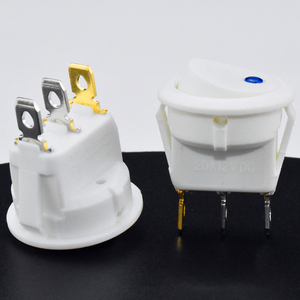 Kcd 1-101 White Mini Round Rocker Switch <strong>12V</strong> Round Switch 20 a MM DC <strong>Led</strong> Blue Light Switch - Product Image 3