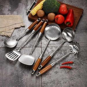 304 Thép Không Gỉ Nhà Bếp Lớn Nấu Ăn Công Cụ Súp Múc Turners Bao Gồm Thìa Chiên Xẻng Khoai Tây Báo Chí Canning-Kim Loại - Product Image 2