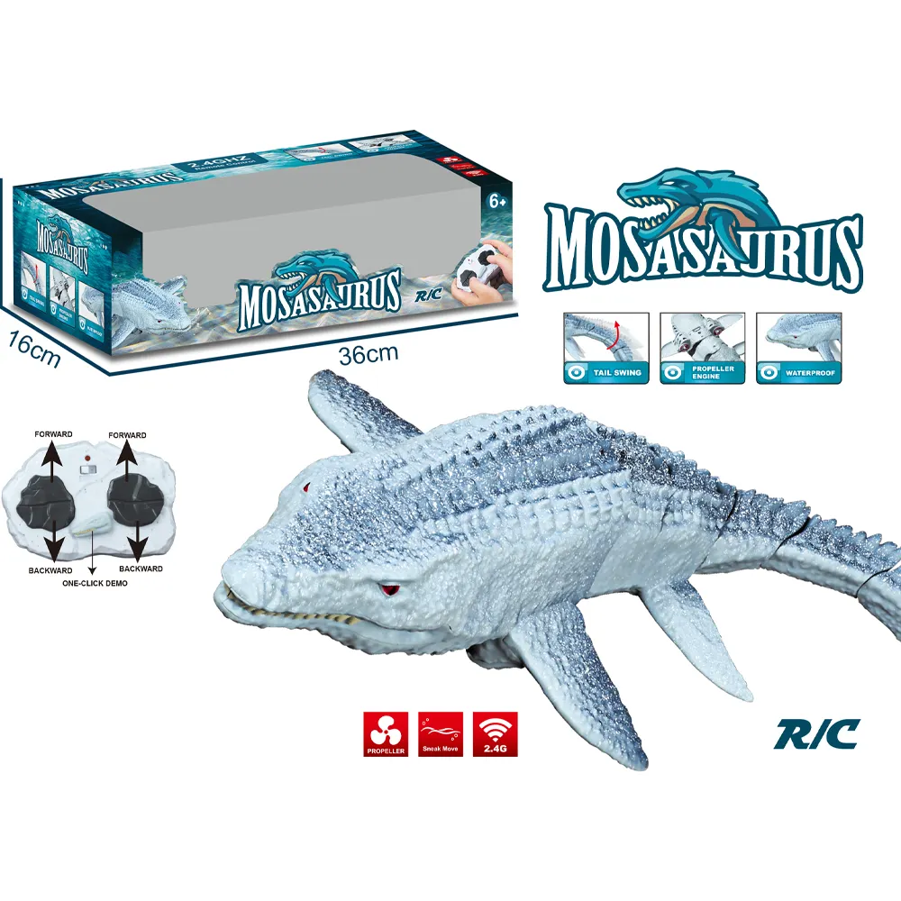 Mosasaurus de agua para niños, juguetes eléctricos impermeables de 2,4G con Control remoto