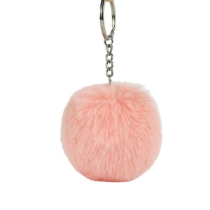 8cm Fausse Fourrure Sac Porte-clés Pom pom Voiture Porte-clés Argent Couleur Chaînes Pompons Faux Renard Lapin Fourrure Charmes Chaîne